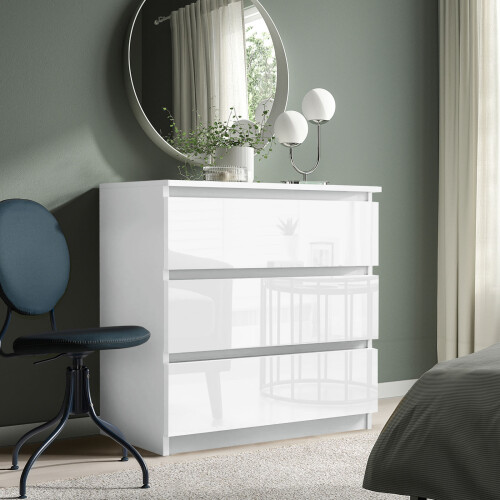 Luxury Life (Gloss White) Carlton 3 Drawer Chest Gloss Finish