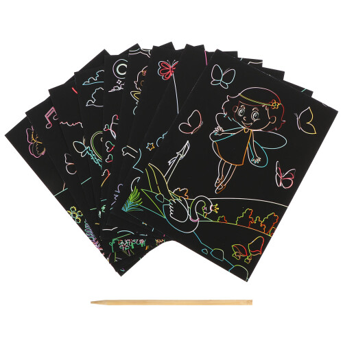 1 Set Kids Scratch Painting Cards Diy Graffiti Tool 2