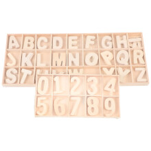 4 Set In Legno Non Finiti Con Alfabeto E