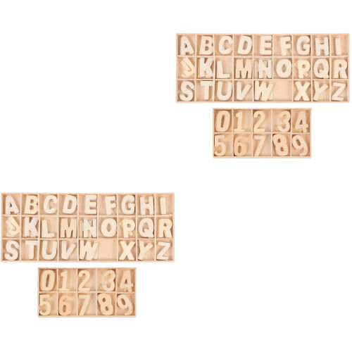 4 Set In Legno Non Finiti Con Alfabeto E 2