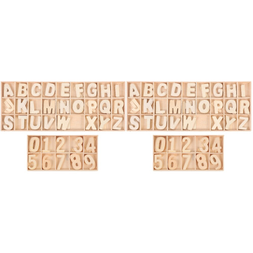 4 Set In Legno Non Finiti Con Alfabeto E 1