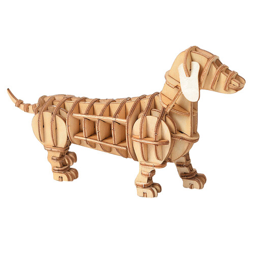 2 Puzzle 3D In Legno Cane Kit Educativo Per Bambini