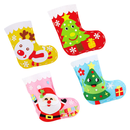 12 Pcs Christmas DIY Non-Woven Socks Material Kit