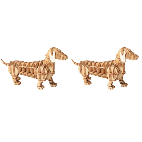 2 Puzzle 3D In Legno Cane Kit Educativo Per Bambini 1