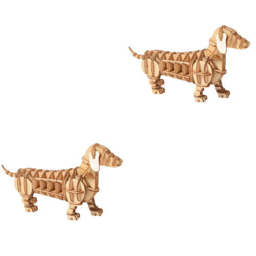 2 Puzzle 3D In Legno Cane Kit Educativo Per Bambini 2