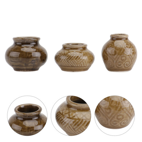 3Pcs Mini Frascos De Cerâmica Para Cenários 2