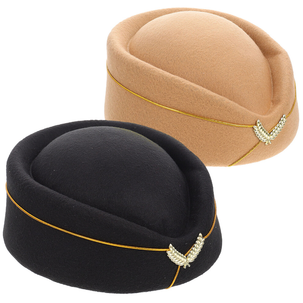 2 Sztuki Czapka Stewardesy Beret Lotniczy Do Kostiumu Dekoracyjny-image