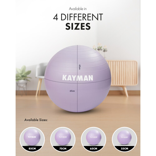 KAYMAN 65cm Exercise Ball Lavender Mist Anti-Burst System 1