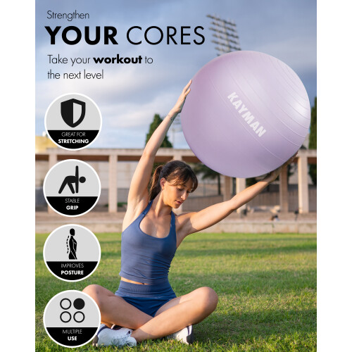 KAYMAN 65cm Exercise Ball Lavender Mist Anti-Burst System 2