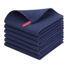 Cotton Waffle Weave Dish Cloths, Ultra Soft Absorbent Quick Drying, Ideal Present for Kitchen Tasks, Set Of 6, Navy Blue, 34 X 34 Cm, Super Value Pack