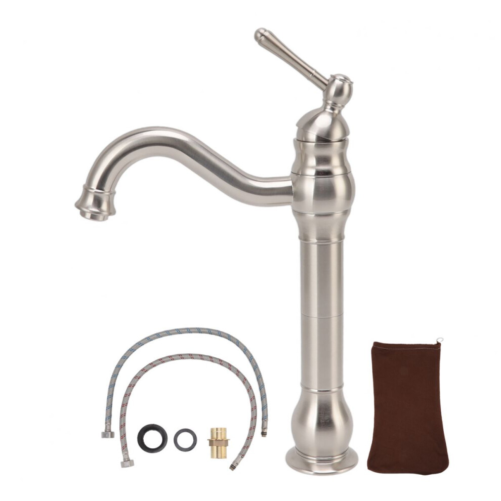 Stylish Bathroom Upgrade, Tall Faucet With Solid Brass Build, Brushed Nickel Finish Offers Wear Resistance And Timeless Charm, Vessel Sink Mixer Tap F 9060116567300