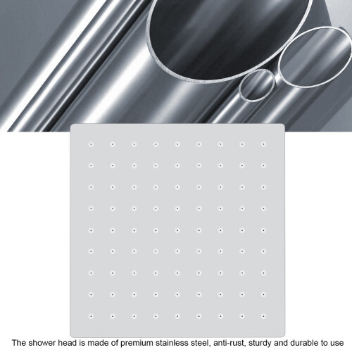 Chuveiro de aço inoxidável com acabamento resistente à corrosão, chuveiro quadrado de alta pressão de 8 polegadas com tecnologia Air Energy, 2