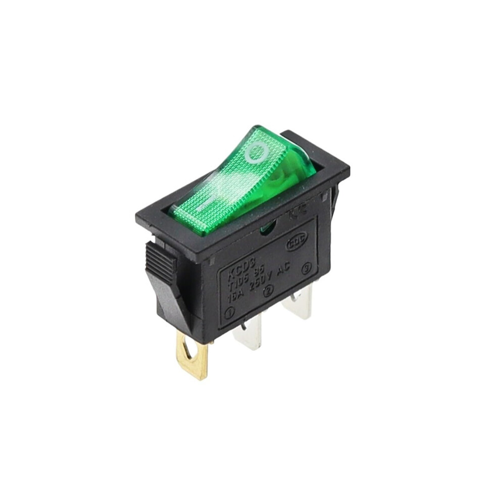 Rocker Switch Green Light 2Position 3Pin Electrical Equipment 10Pack 9105992602834