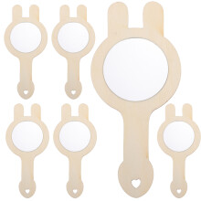 6Stk Holz Mini Spiegel Für Kinder Diy Handspiegel Unbearbeitet