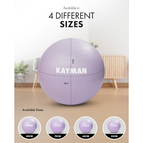 KAYMAN 85cm Exercise Ball Lavender Mist Anti-Burst System 1