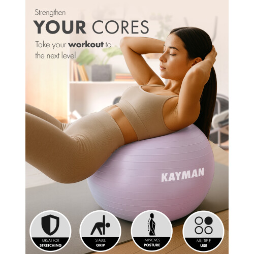 KAYMAN 85cm Exercise Ball Lavender Mist Anti-Burst System 2
