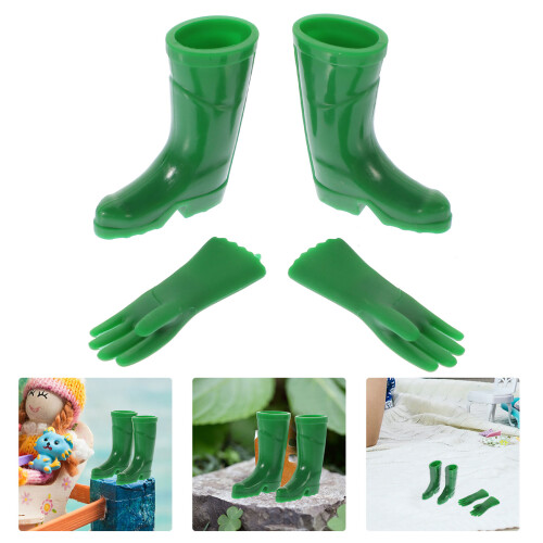 Conjunto De Botas De Chuva E Luvas Miniatura Para Casa De Bonecas 2