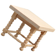 4Pcs Mini End Table Toy Light Yellow Wood Mini House Decoration