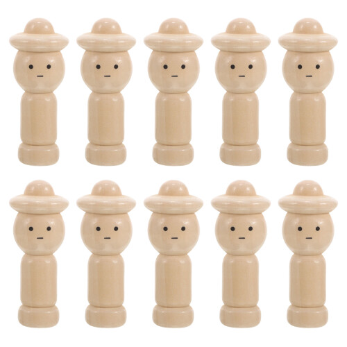 10 Stuks Onafgewerkte Peg Pop Figuren Diy Schilderen 1