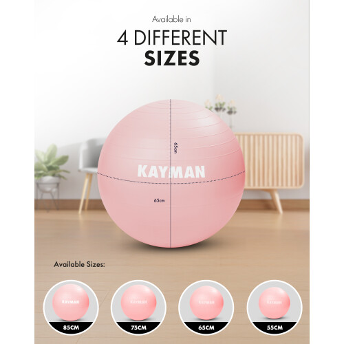 KAYMAN 65cm Exercise Ball Rose Quartz Anti-Burst System 1