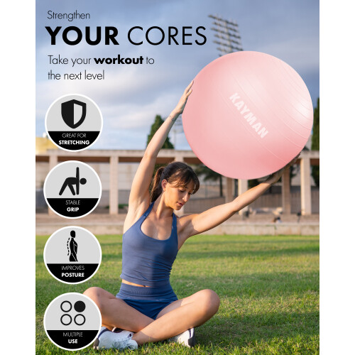 KAYMAN 65cm Exercise Ball Rose Quartz Anti-Burst System 2