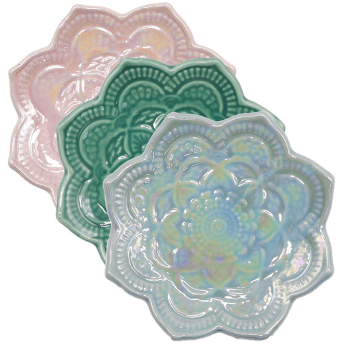 3Stk Keramik Schmuck Tablett Mandala Ring Schale Schmuckbehälter
