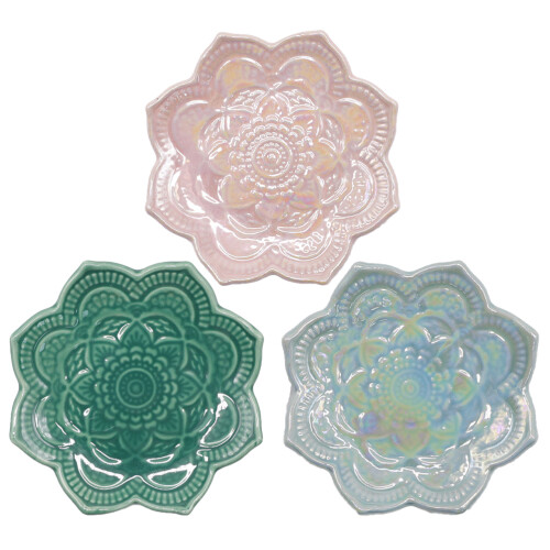 3Stk Keramik Schmuck Tablett Mandala Ring Schale Schmuckbehälter 1