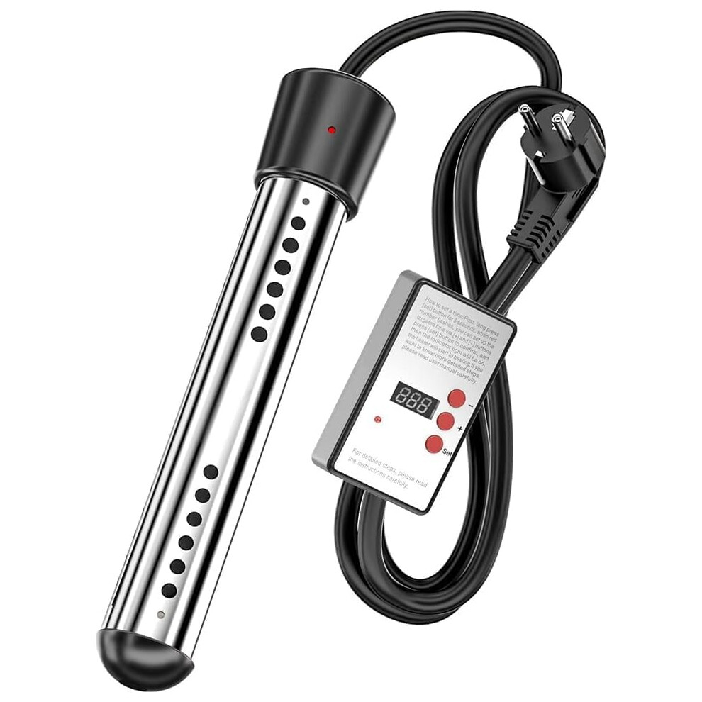 Immersion Water Heater With Lcd Thermometer, Portable Bucket Water Heater With Quick Heating, Electric Submersible Water Heater With Waterproof Design 9060116568406