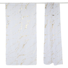Luxury Gold Embellished Window Panels, European Marbling Tulle Curtains for Living Room, Balcony, Dining Room, Breathable Lightweight Privacy Preservi