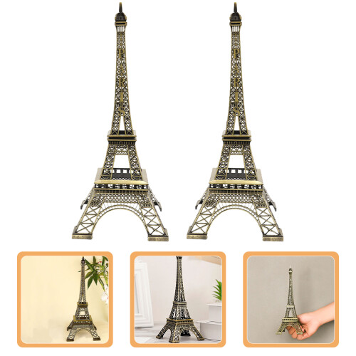 2Stk Eiffelturm Modell Figur Vintage Gebäude 2
