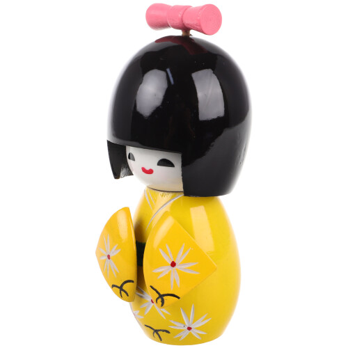 De Madera De Geisha Con Kimono Amarillo, Decoración