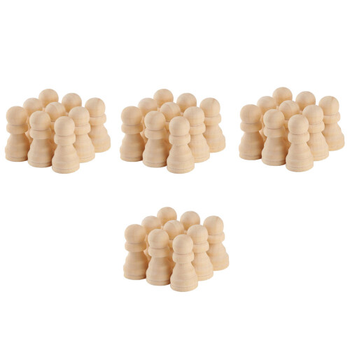 100 Pièces D'échecs En Bois Non Peintes, Artisanat 2