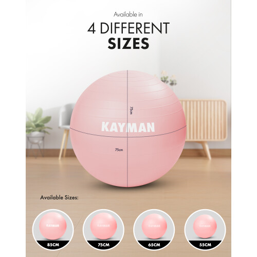 KAYMAN 75cm Exercise Ball Rose Quartz Anti-Burst System 1