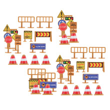45Pcs Mini Traffic Signs Playset With Lights And Barricades For Kids