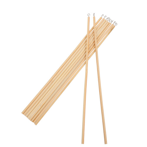 50 Pcs Round Wood Craft Sticks For Shadow With Opening Hook