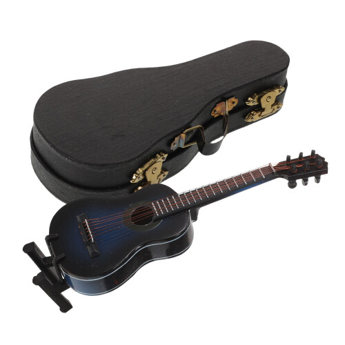 2 Pezzi Chitarra Miniatura In Legno Con E Custodia 2