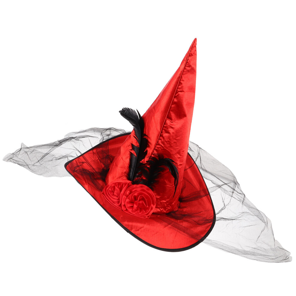 1 Sztuka Dekoracyjna Czapka Halloween Czarownicy Z Gazowanego RóżA-image