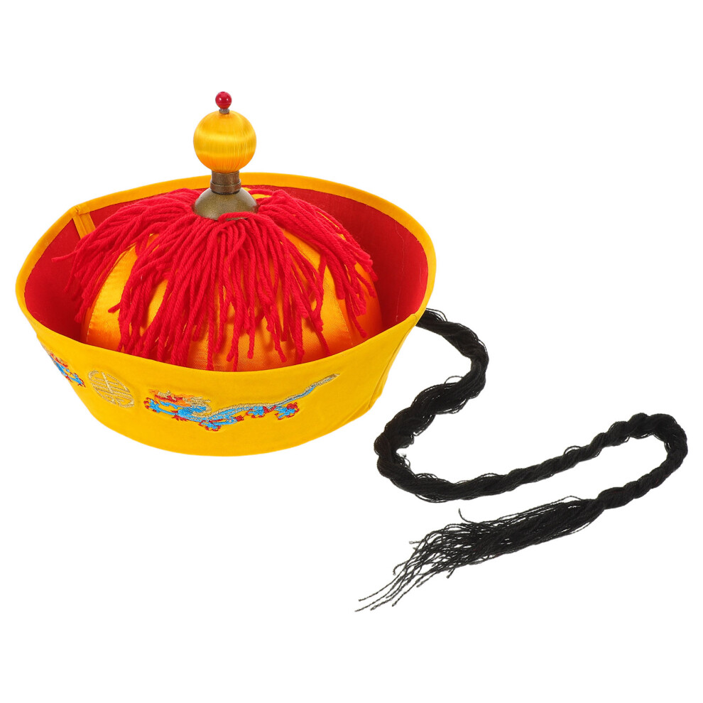 ChińSki Azjatycki Czapka Imperatora Qing Z Ogonem Dla DorosłYch-image