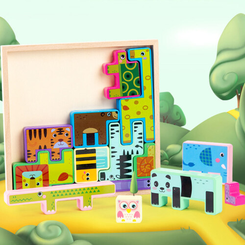 1 Brinquedo Blocos 3D -Cabeça Animais Crianças 2