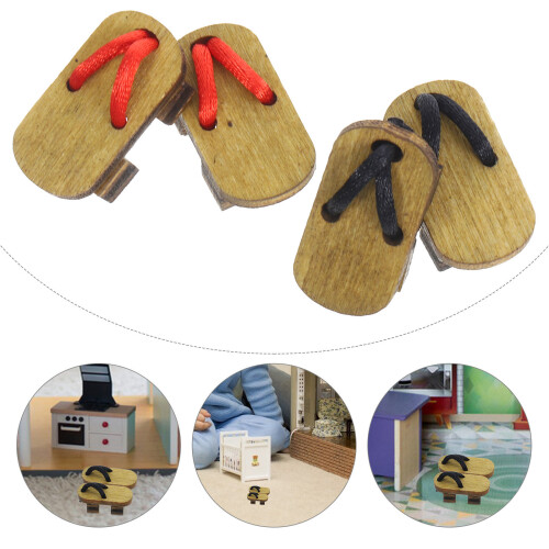 2 Pares De Mini Chinelos De Para Casa De Bonecas Acessório 1
