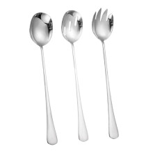 Salad Fork Spoon And Colander Set 3Piece Stainless Steel Outdoor Dining 28X5.5X0.5CM