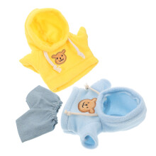 5 Conjuntos Roupa Pelúcia Mini Urso: Moletom Capuz E Calças Para 20 Cm