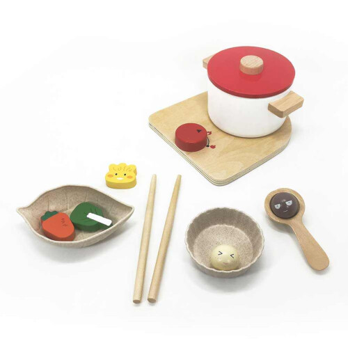 2 Conjuntos De Brinquedo De Cozinha Com Alimentos E Panela 2