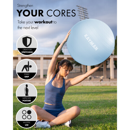 KAYMAN 65cm Exercise Ball Ocean Haze Anti-Burst System 2