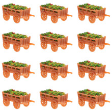 12St Micro Bloemenwagen Rood Plastic Mini Decoratieve Ornamenten