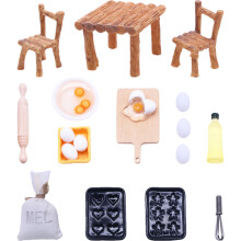 1 Set Holzminiaturmöbel Mit Lebensmittel Und Stuhlmodellen