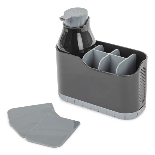 LIVIVO Sink Caddy with Soap Dispenser - Black
