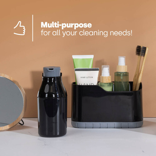 LIVIVO Sink Caddy with Soap Dispenser - Black 1