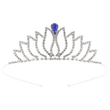 Frauen Metall Blau Strass Tiara Hochzeit Haarschmuck