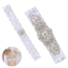 4Stk Strumpfband Set Weiß Elastisch Mit Glitzernden